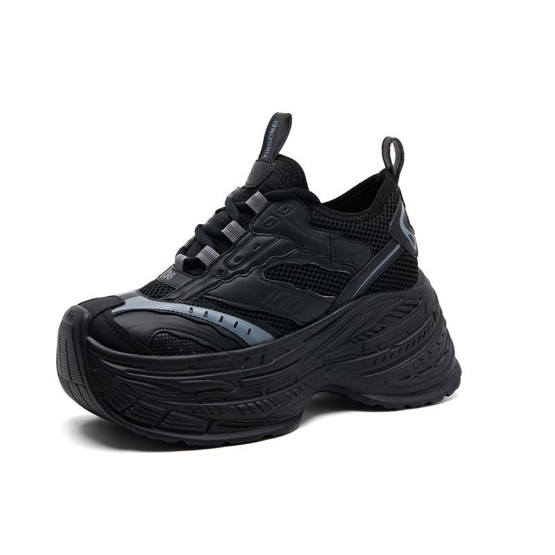 Thick sole heightening Paris dad new shoes women's 2025 mesh casual sports shoes Internet celebrity foreign style wear-resistant genuine