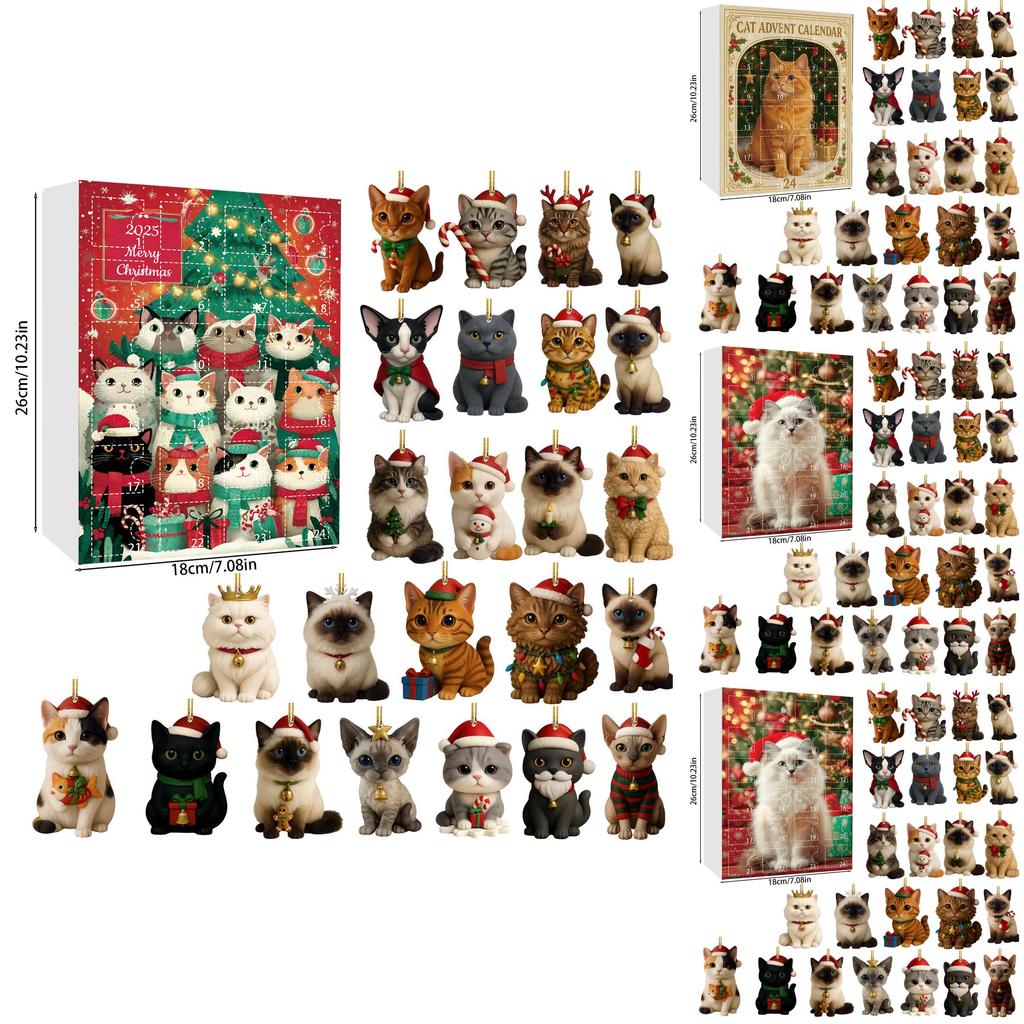 Christmas Cat Acrylic Advent Calendar With 24 Decor Slots For Holiday Celebrations
