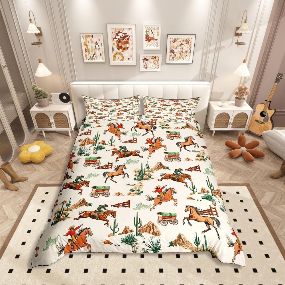 Comforter Homewish Western Cowgirl Boot Rustic Sunflower Cactus Bedding Setcartoon Brown Stars Bed Set