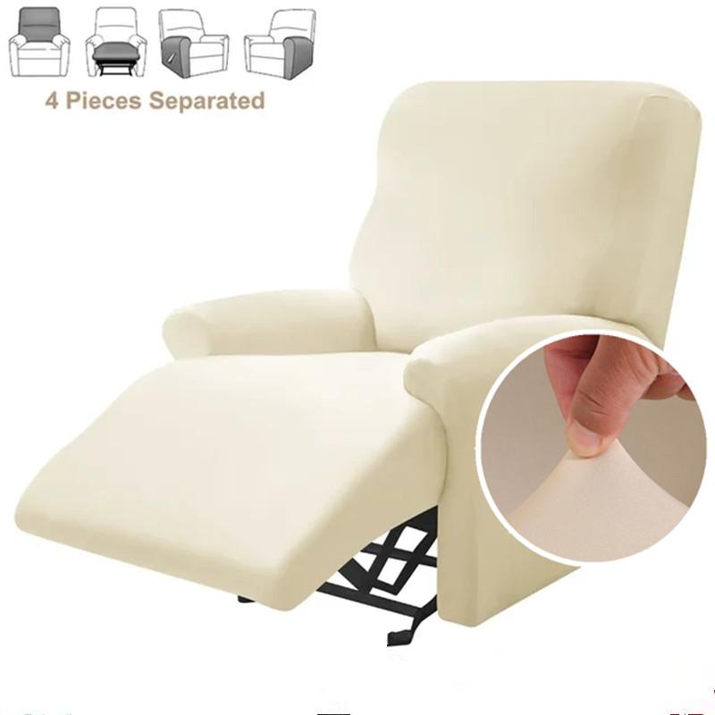 4Pcs/Set Solid Color Stretch Recliner Sofa Cover For Living Room Elastic Non Slip Armchair Covers All-Inclusive Couch Slipcovers