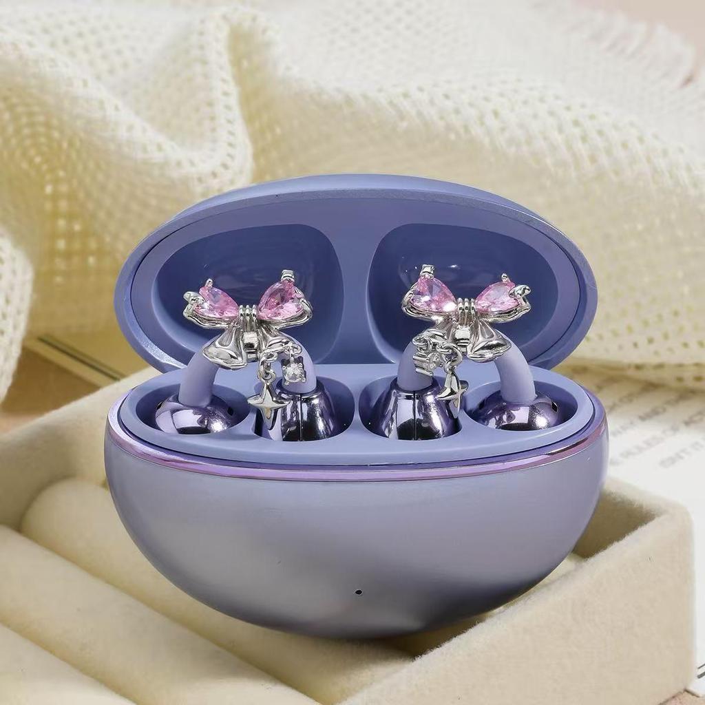 Earbuds FreeClip Borboleta Diamante Clipe de Orelha: Brinco Feminino Elegante, Luxuoso, de Alta Classe