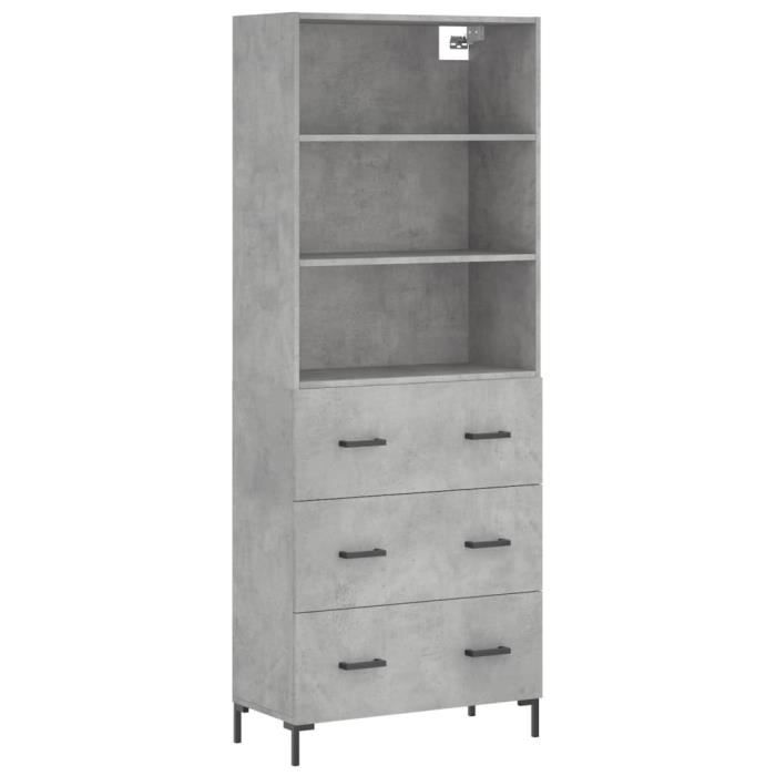 VidaXL Buffet haut Gris béton 69,5x34x180 cm Bois d'ingénierie 3189385