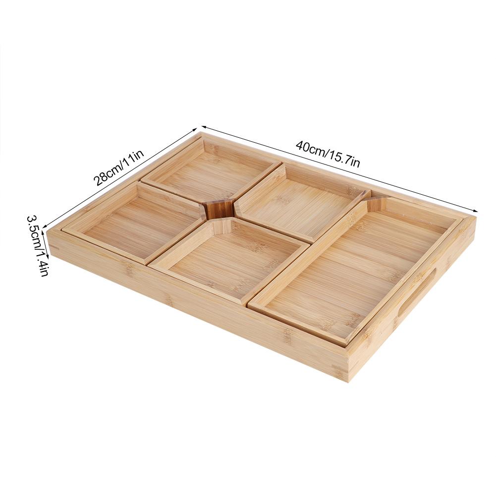 Household Bamboo Fruit Dessert Food Serving Plate Holder Multi Function Tea Cup Tray Tableware