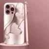 Funkelndes Rosa Herz Kurvenmuster Metallische Farbe Glas Handyhülle Für iPhone 11 12 13 14 15 16 17 Pro Max Plus 16E 17Air Hülle