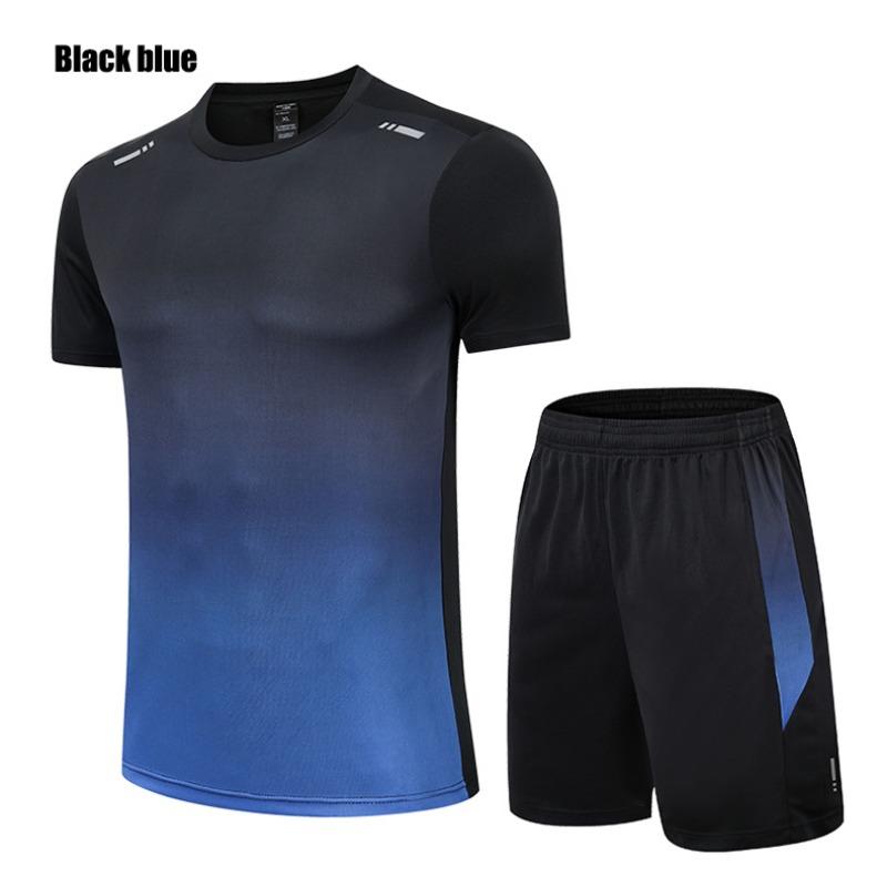 

Летний мужской постепенно цветной быстросохнущий короткий рукав шорты светоотражающий спортивный костюм подростковый досуг бег фитнес расслабленный комплект XXL