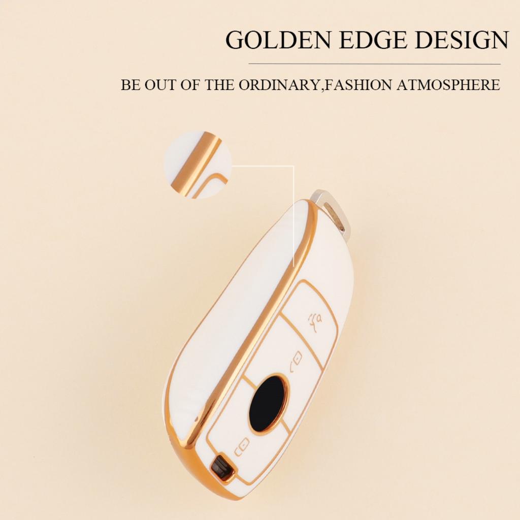 Golden TPU Car Key Case Cover For Mercedes Benz E S G Class GLC CLE CLA GLB GLS W177 W205 W213 W222 X167 AMG E200 E260 Shell Fob