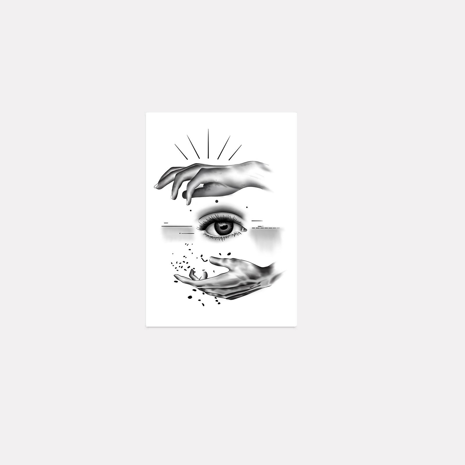 Advanced Sense Dark Stream Of Consciousness Personality One-Eyed Hands Tattoo Sticker 7*10CM