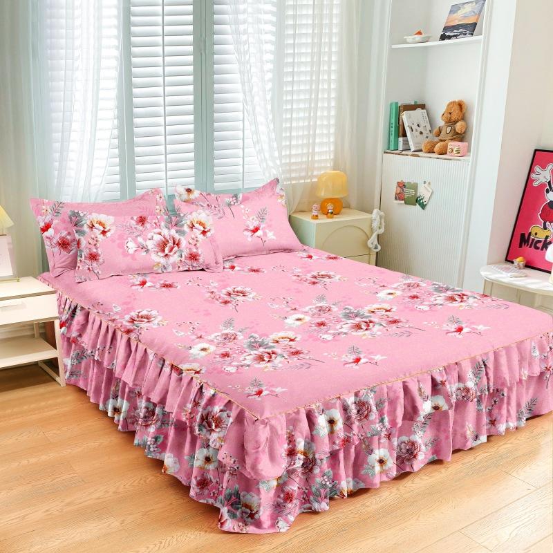 Dormitor de uz casnic Fustă de șlefuit dintr-o singură bucată Cuvertură de pat de culoare solidă, prietenoasă cu pielea, așternut pentru dormitor, pentru dormitor