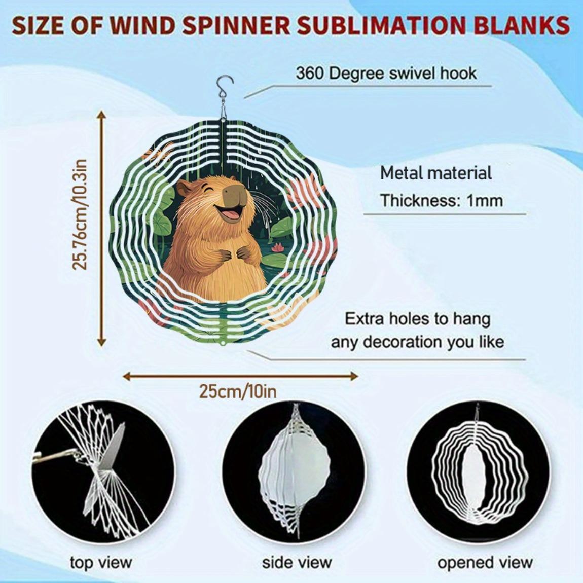 

Металлический колокольчик ветра с дизайном капибары, двухсторонний вращающийся спиральный ветряк для декора сада, патио, балкона, не требует питания