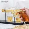 KEMORELA Carafe à Whisky Revolver Ensemble de Verres à Whisky Distributeur de Vin Récipient à Boire Bar Bouteille en Verre Cadeaux Exquis pour Hommes