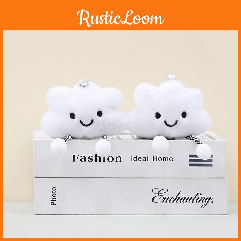 Cute Cloud White Keychain Cartoon Girl Backpack Decorative Pendant Doll Gift