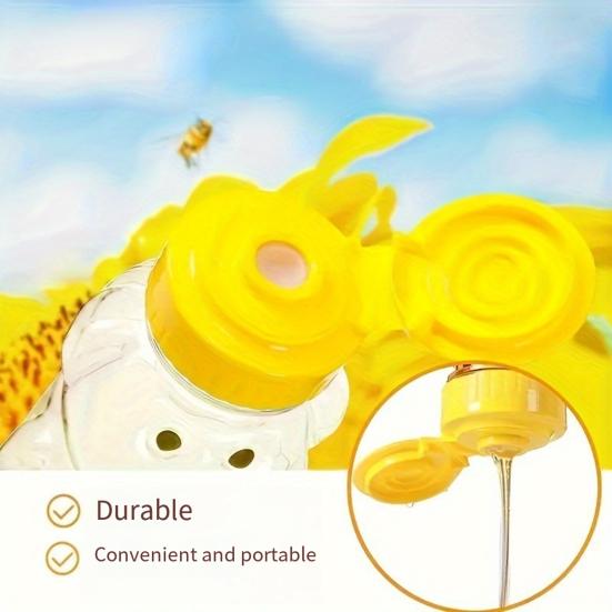240ml Plastic Bear Honey Bottle Jars Empty Honey Squeeze Container with Flip-lid Reusable Bear Shaped Juice Bottle for Syrup Sauce Storing Dispensing