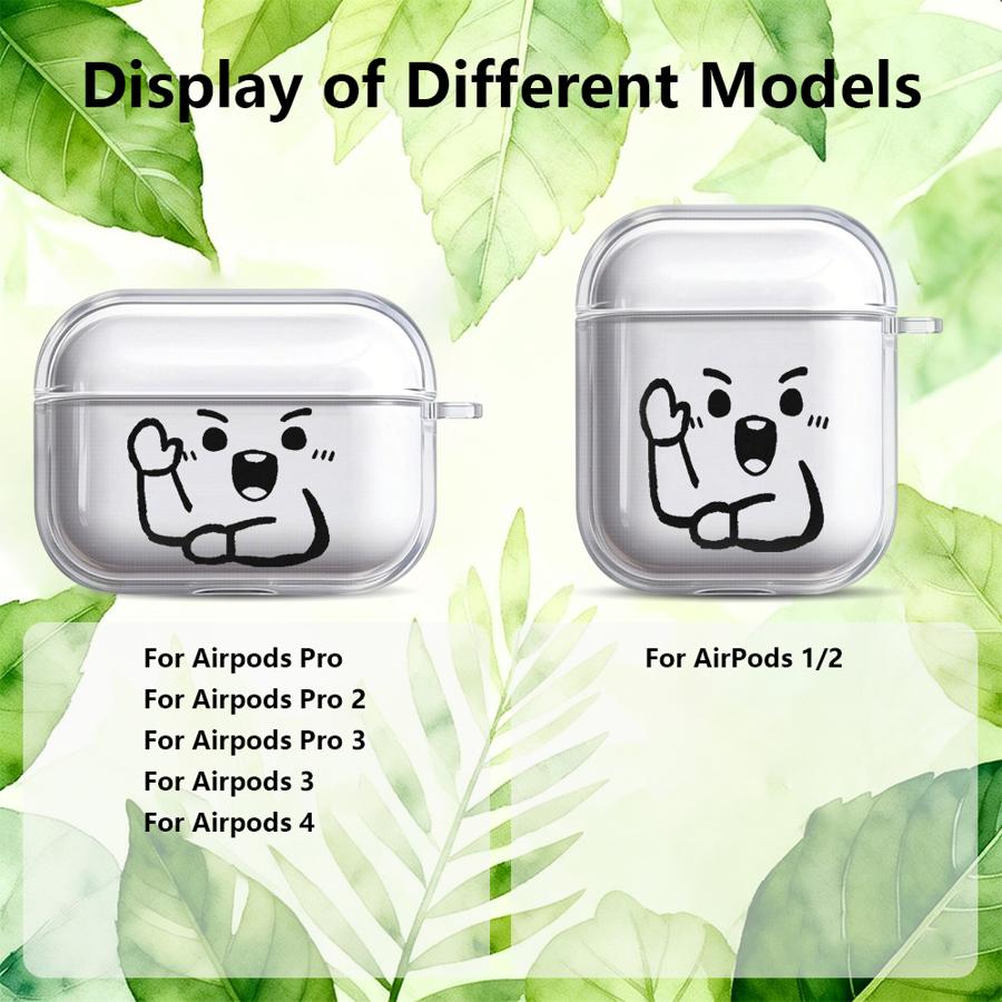 Simple Happy Expression Clear Earphone Cases Cover Case For Airpods 4 3 Pro3 Pro2 2 Pro 1