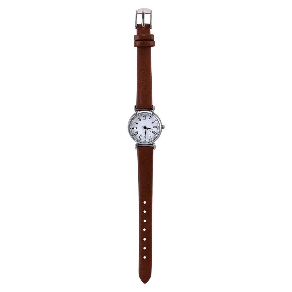 Exquisito Pequeño Sencillo Moda Mujer Reloj de Vestir Retro Cuero Mini Reloj de Pulsera (café)