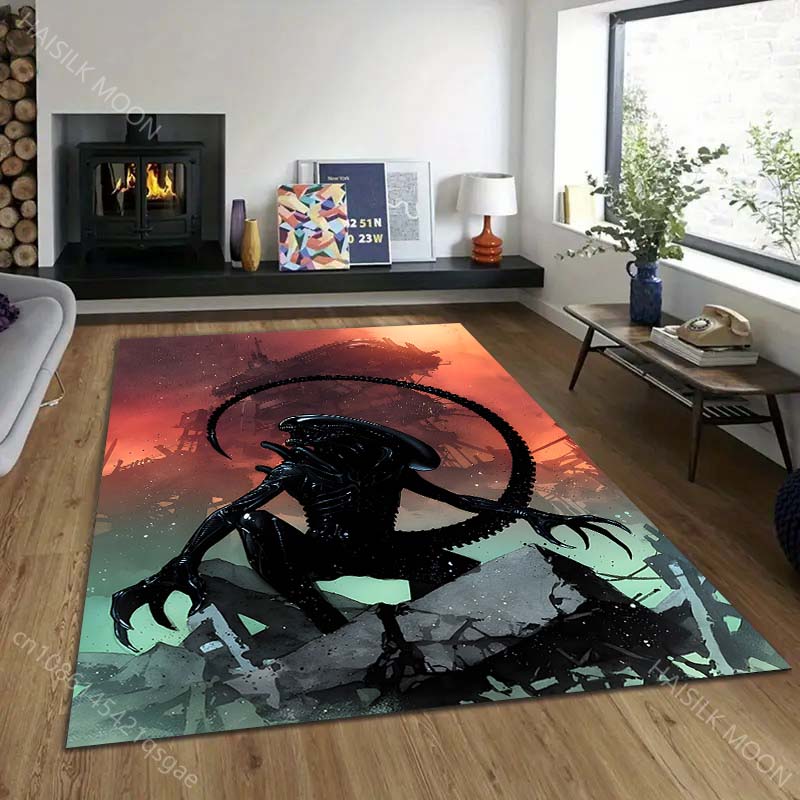 1PC Alien creature ruins sky Print Carpet Rug for Living Room Bedroom Sofa Doormat Home Decor Non-slip Floor Mat