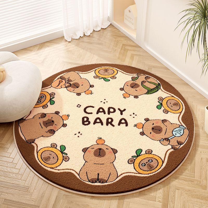 

Ковры в мультяшном стиле для спальни, утолщенные плюшевые, для украшения гостиной, круглый ковер, пушистый мягкий прикроватный коврик, домашний моющийся коврик для пола 80x80CM