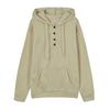 Women Fall Winter Hoodie Long Sleeve Loose Pullover Big Pocket Button Decor Drawstring Casual Soft Warm Hooded Elastic Cuff Lady