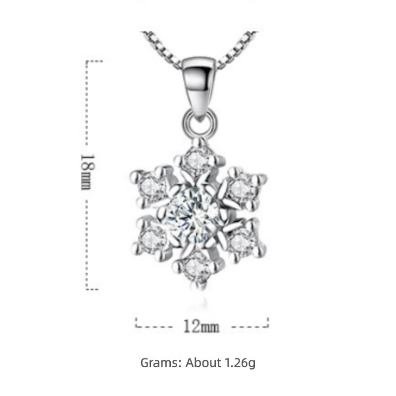 925 Sterling Silver Fashion Temperament Snowflake Zircon Pendant Necklace Birthday Party Anniversary Gift Ladies Jewelry