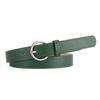Luxury PU Leather Women's Round Buckle Thin Waist Belt - Solid Color for Jeans & Outerwear