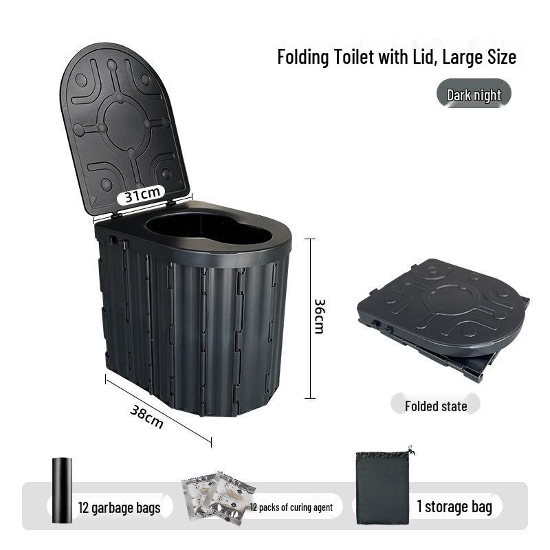 Portable Folding Toilet with Lid for Travel and Outdoor Use