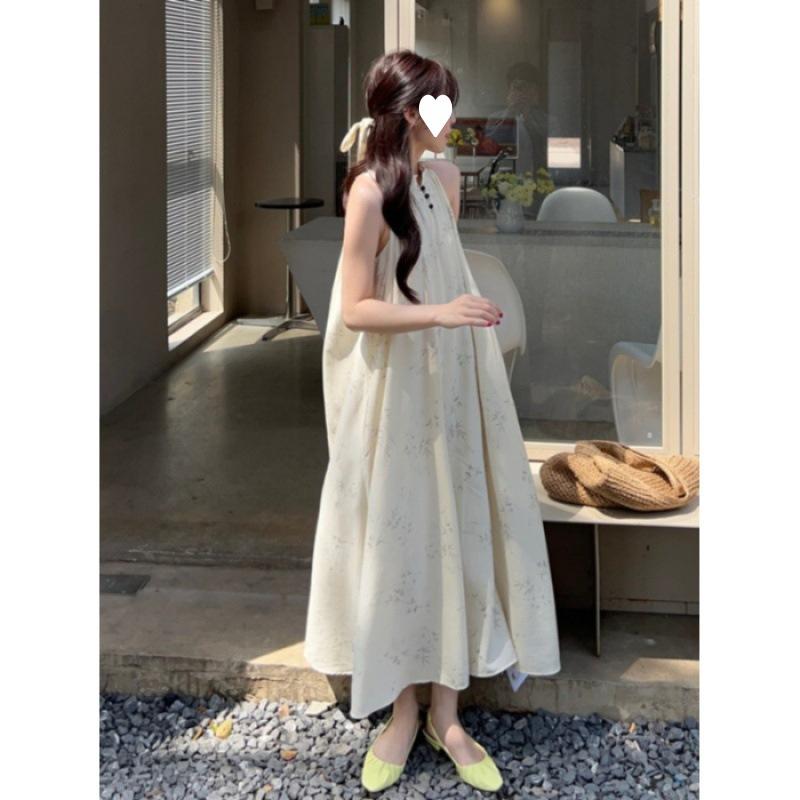 Neck sling dress children s summer new cold zen niche design dress S