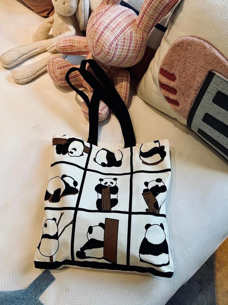 Panda Women’s Large Capacity Canvas Tote Bag for Students and Professionals