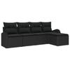 VidaXL Ensemble de canapé de jardin 5 pièces avec coussins Noir Poly Rattan 3346003