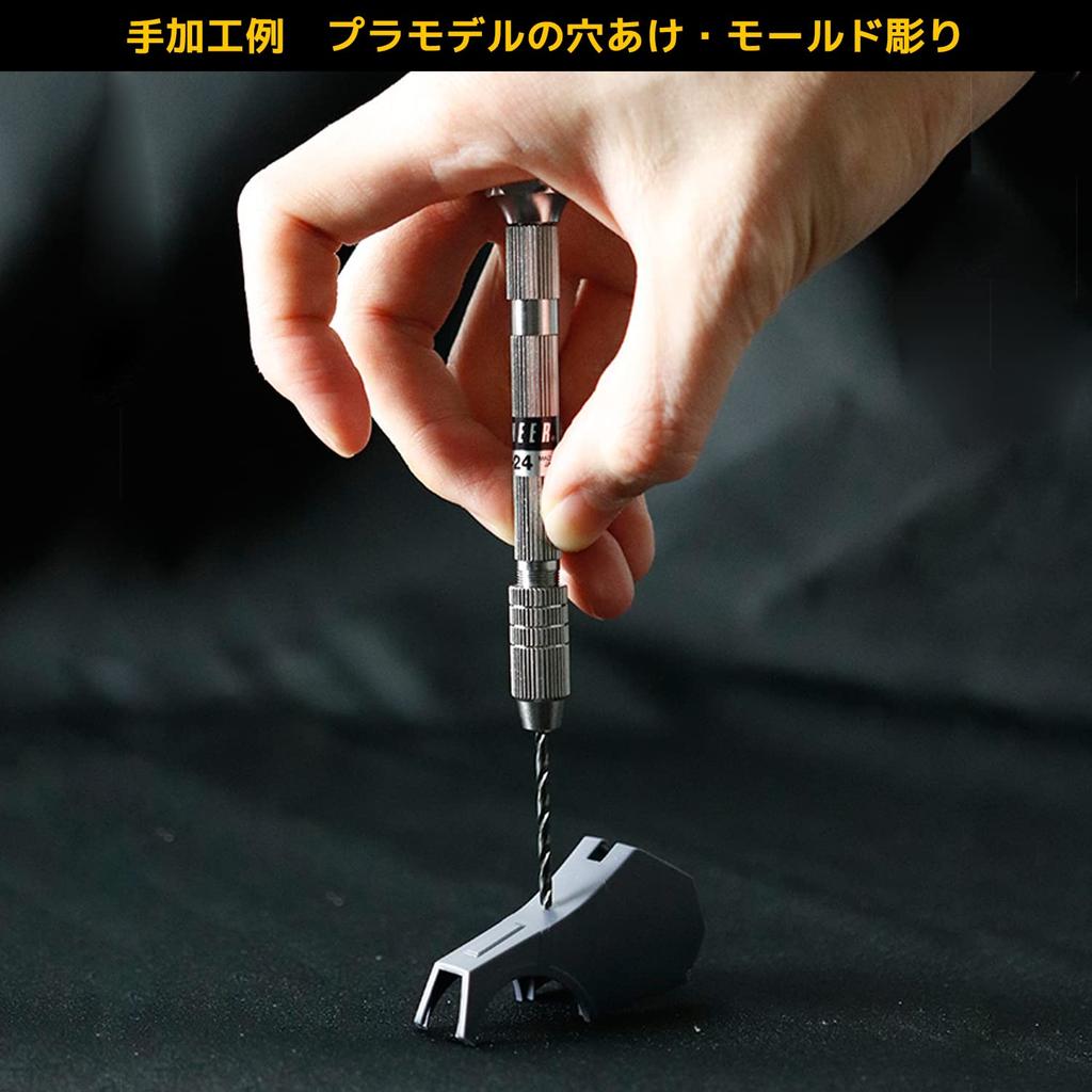 ENGINEER Pin Vise Single Head Type with Rotating Cap and 2 Collets End Total 95mm (Double Type) TP-24 Length