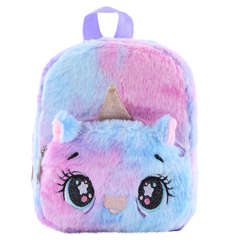 Adorable Cartoon Unicorn Fox Plush Backpack for Girls