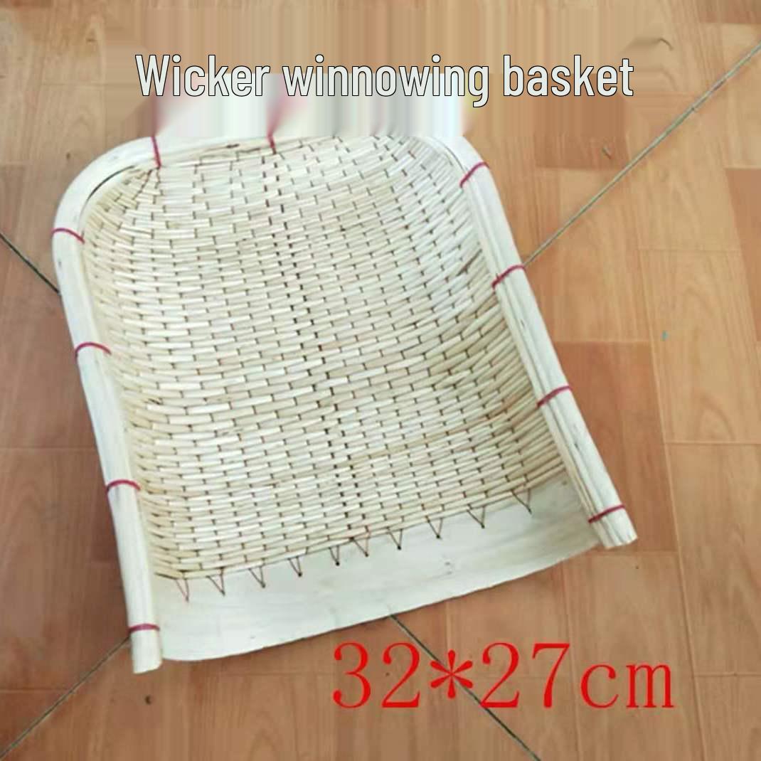 Handmade Farmhouse Woven Rattan and Bamboo Winnowing Basket Set