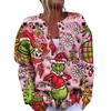 Women's Fashion Christmas Printed Long Sleeve Knitted Cardigan Button Down Jacket