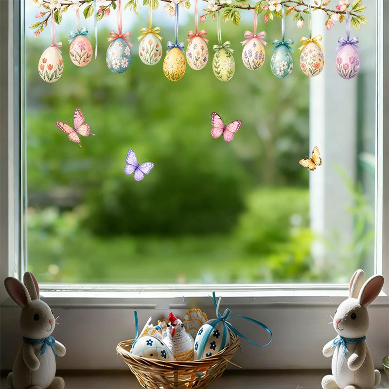 Easter Egg Butterfly Window Sticker Self Adhesive Glass Door Showcase Shop Decor