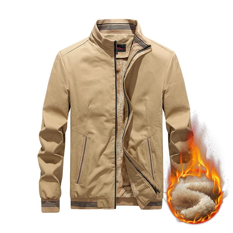 Add Pile Thickened Pure Cotton Wash Jacket Men's Coat Autumn and Winter New Jacket Stand Collar Casual Men's Coat
