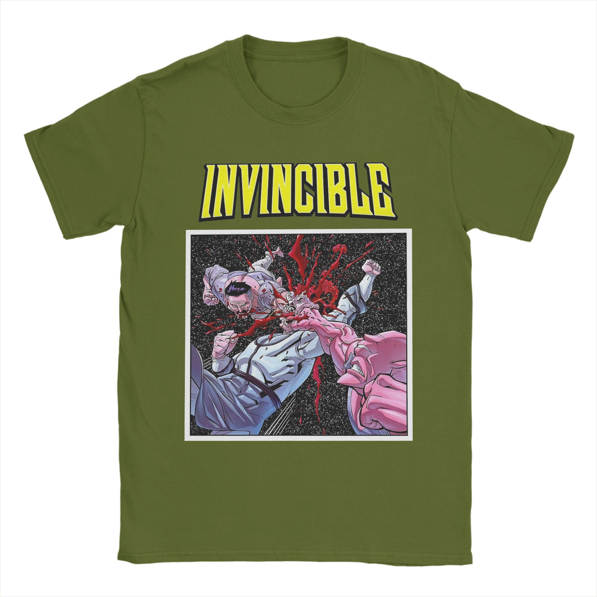 

Allen The Alien And Omni Man T-Shirts Men Invincible Pure Cotton Tee Shirt Round Collar Short Sleeve T Shirts Summer Clothes 4XL