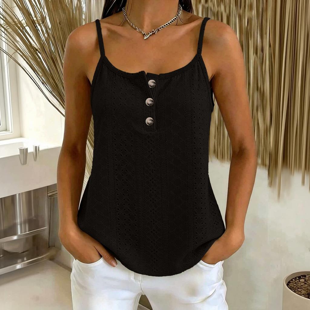 Ärmelloses Damen-Tanktop mit Knopfleiste und Farbe für legere Sommerkleidung