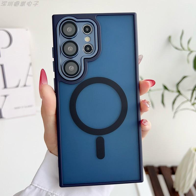 Suitable Samsung S26ultra Gold Shield Matte Skin Magnetic Phone Case S25plus Protective Cover Lens Film S24