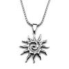 Spiral Sun Pendant Necklace For Women Men Stainless Steel Silver Color Daily Wear Boho Vintage Chic Neck Chain Gift Jewelry