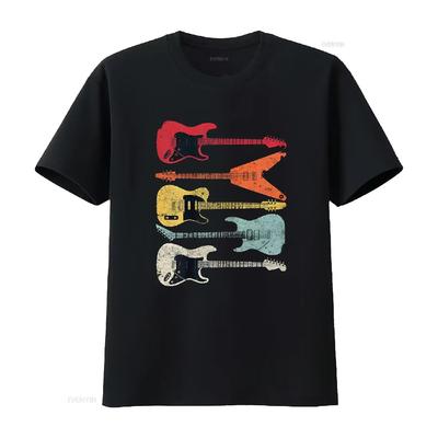 Koszulka Gitarowa Styl Retro Dla Gitarzysty vintage Sprana Wygodna Lekko streetwear ubrania designerskie Miękka moda graficzna