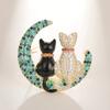 Heavy-duty Japanese-style Cartoon Cat Brooch with Colorful Zircon Moon, Cute Cat Pin for Clothing