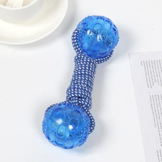 Hund Baumwollseil Kauspielzeug Hantelform Seilspielzeug mit strukturierten Bällen Interaktives Welpen Zahnungsspielzeug für Tauziehen Langeweile Linderung Zahnpflege