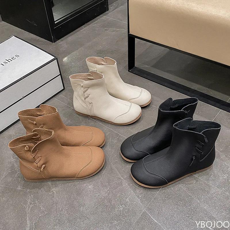 Módní dámské boty s plochou podrážkou, krátké boty, podzimní novinka, měkká podrážka, retro osobnost, jednoduché, pohodlné, protiskluzové, trendy módní boty