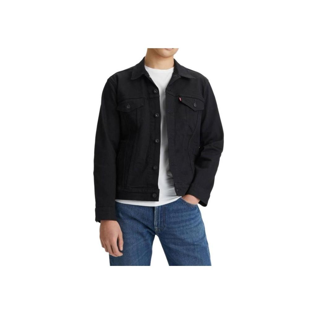 Levis Solid Color Point Collar Single Breasted Long Sleeve Jacket Men Jackets Black 72334-0403