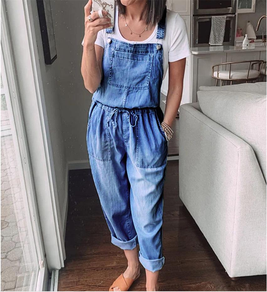 Moda Femei Denim Fără mâneci Talie înaltă Lată Vară