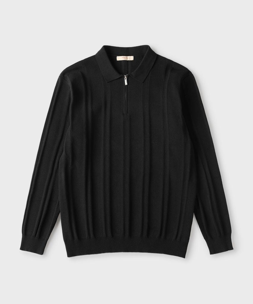 PANICALE Black Half-Zip Polo Knit