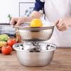 3Pcs Stainless Steel Pot Vegetable Cutter Slicer Drain Basket Sieve Colanders Kitchen Tool Grater Strainer Rice Washing Filter