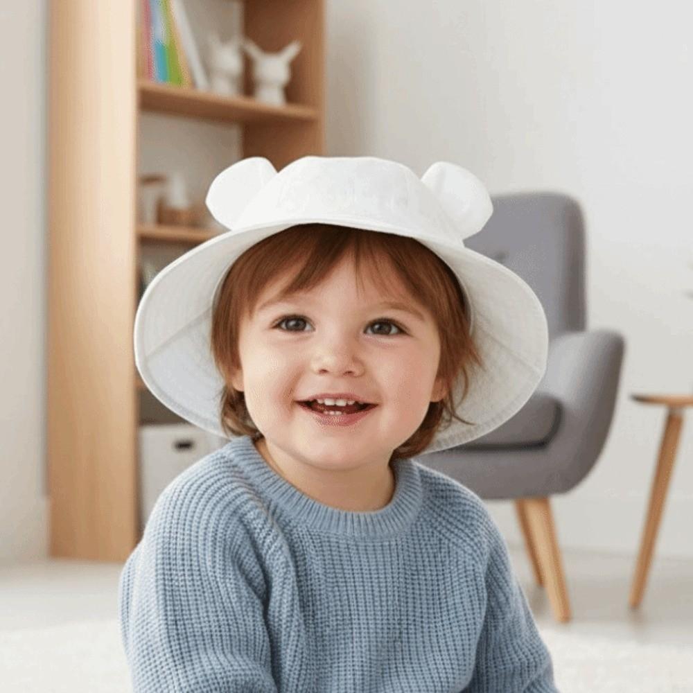 Cartoon Bear Kids Sunshade Bucket Cap Breathable Folding Baby Sun Hat Children Fisherman Hat Girls