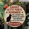 2D Flat, 1pc Round Aluminum Decorative Sign, French-Style Vintage Aluminum Sign with Paw Print - Humorous "Don't Let the Cat Out" Warning Plaque
