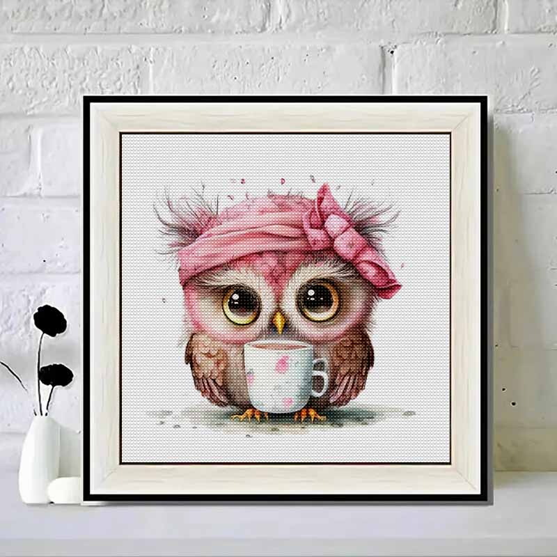 New Arrival 5D DIY Full Circle Diamond Painting "Pink Owl" Embroidery Cross Stitch Home Decor Gift