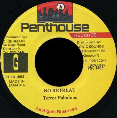 7inch Record TERROR FABULOUS  No Retreat PNS1496 1992 Jamaica Reggae Ska  Dub Used