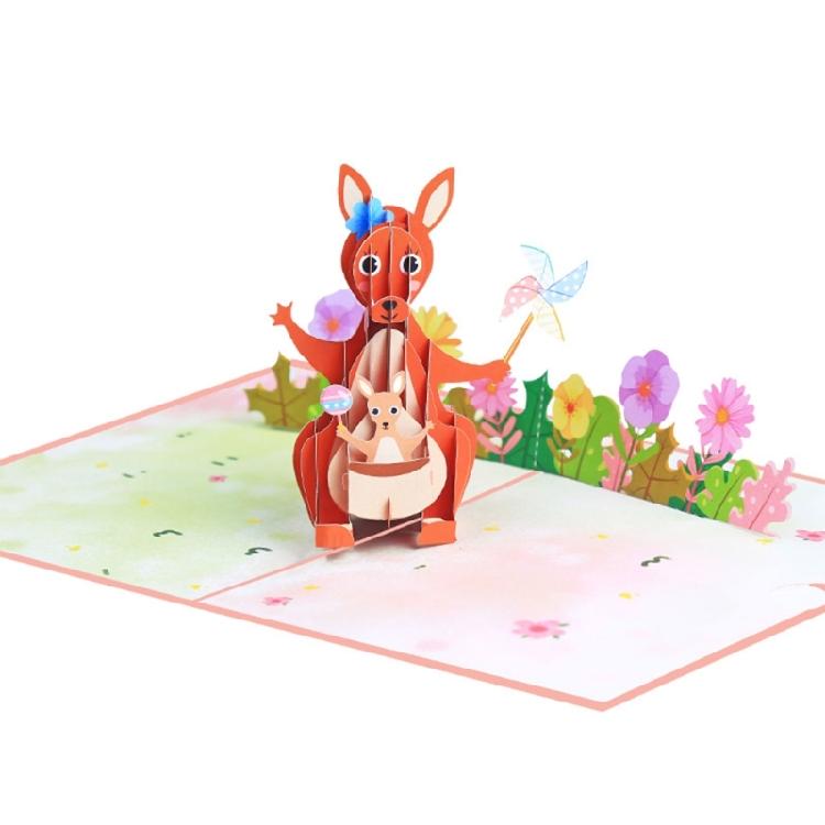 3D Mother Day Animal Kangaroo Greeting Card Wedding Birthday Party Invitation